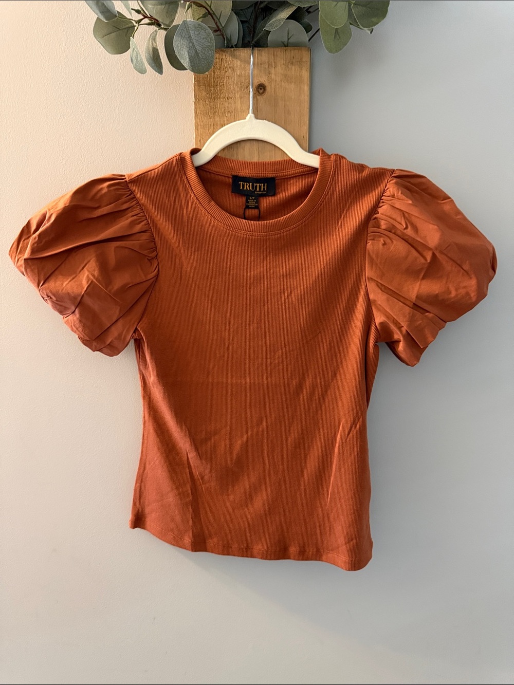 TRUTH Women's Puff Sleeve Tee in Rust, NWTs